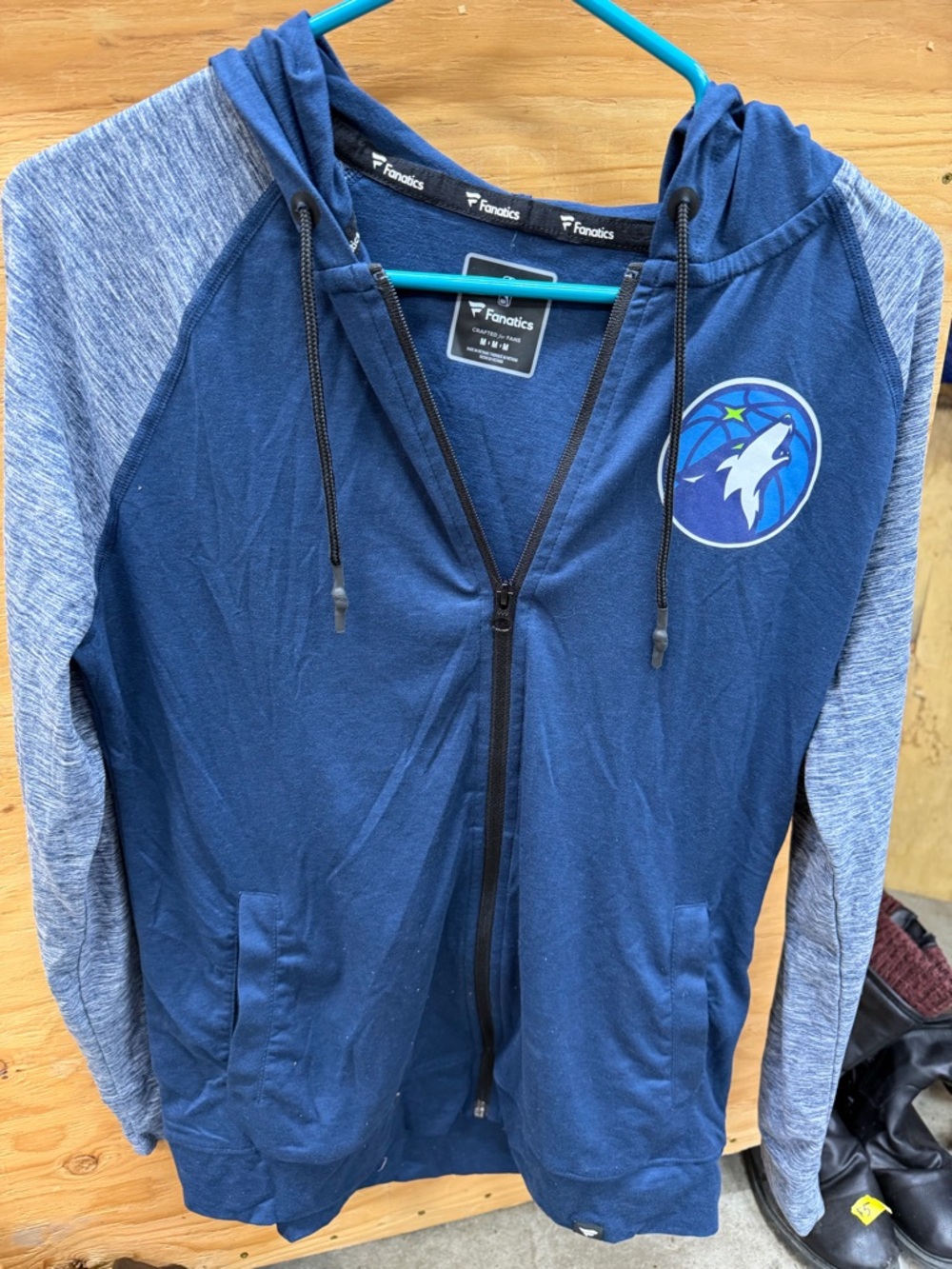 Fanatics Navy Blue Zip-Up Hoodie with Black Trim